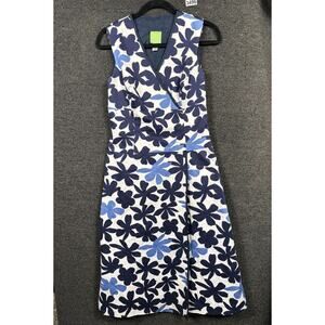 Citrine Midi Floral Dress Womens Size 6 White Multicolor V-Neck Sleeveless